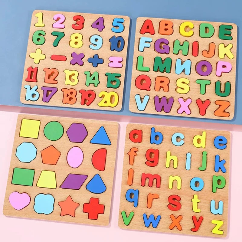 Set 2 Montessori Alphabet Puzzle Board, Laser Cut for Educational Wooden Toy, Wooden Animals Puzzle Laser Cut, Wooden Alphabet Set, Wood math game, Shape sorter toy, Toddler gift, Kids Christmas gift C163