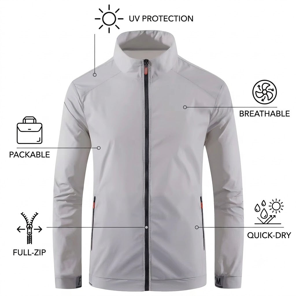 Men's Lightweight UV Protection Jacket – Breathable Ice Silk Summer Hooded Windbreaker