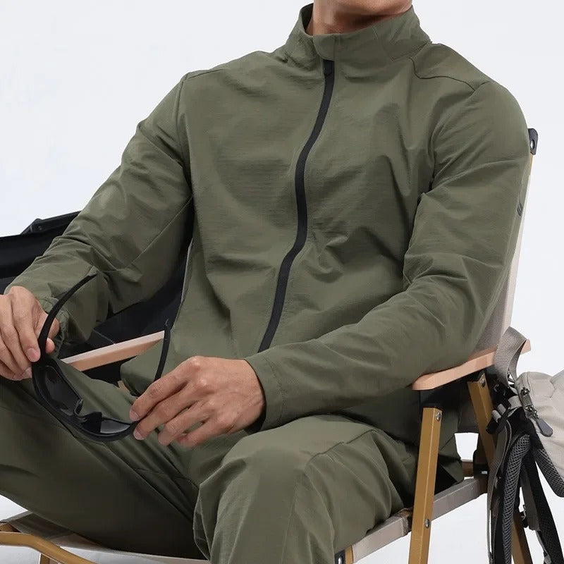 Men's Lightweight Outdoor Sports Jacket – Stand Collar Windproof Running & Hiking Coat