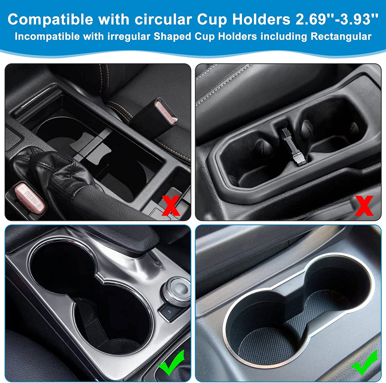 Car Cup Holder 2-in-1, Custom-Fit For Car, Car Cup Holder Expander Adapter with Adjustable Base, Car Cup Holder Expander Organizer with Phone Holder WASU233