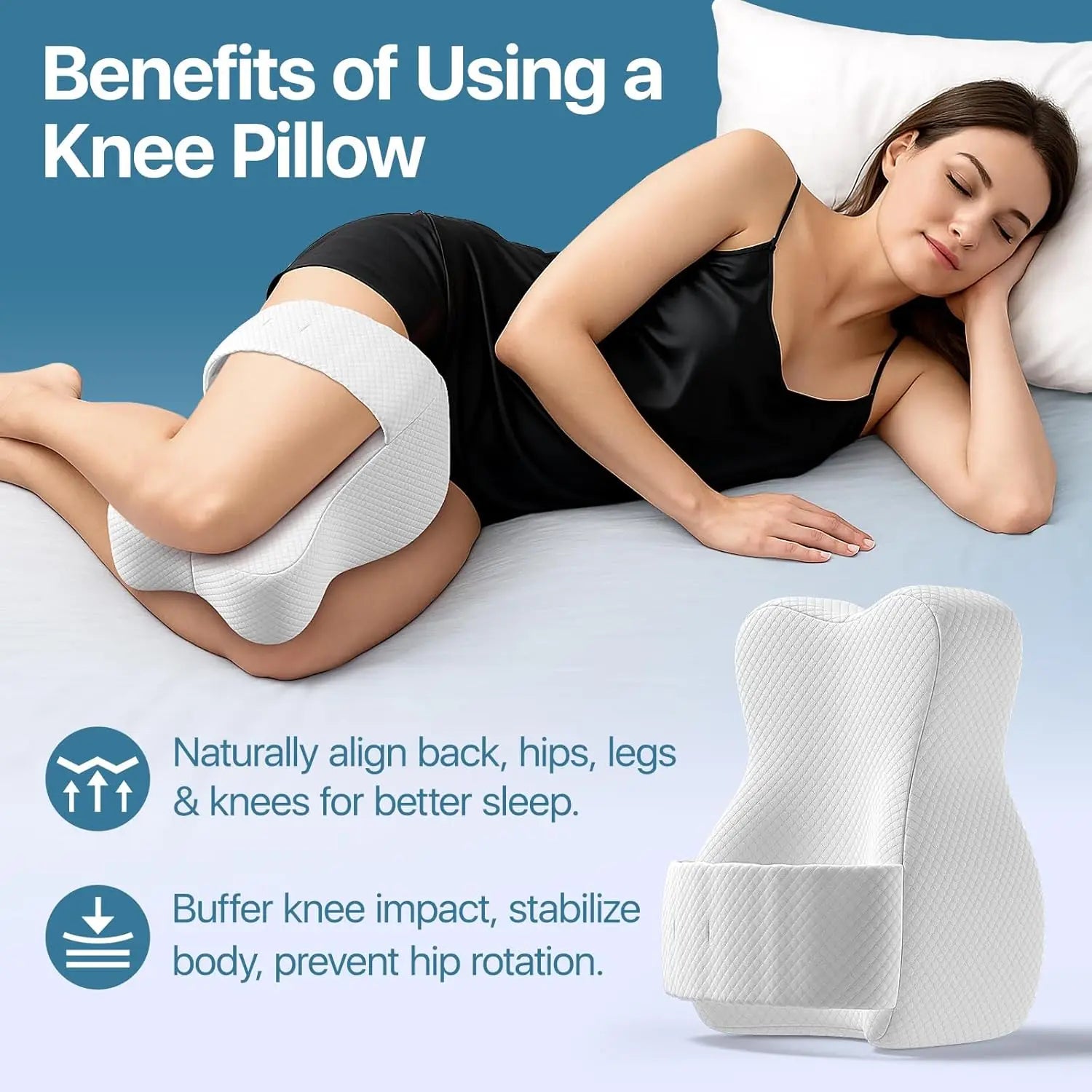 Memory Foam Knee Pillow – Ergonomic Leg Support Cushion for Side Sleeping and Rest
