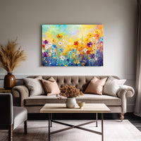 Thumbnail for Wildflowers on Canvas, Colorful Wildflower Field Art Print 01, Minimalist Flower Wall Art, Abstract Wall Art, Watercolor flowers, Floral Print, Classic, Rustic Farmhouse, Wildflower Home Decor, Flower Painting Canvas, Floral Wall Art