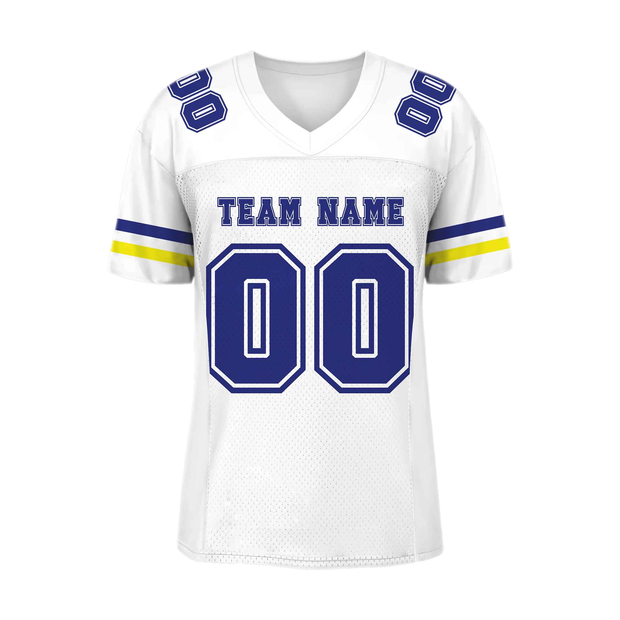 Custom White Royal-Gold Mesh Authentic Football Jersey