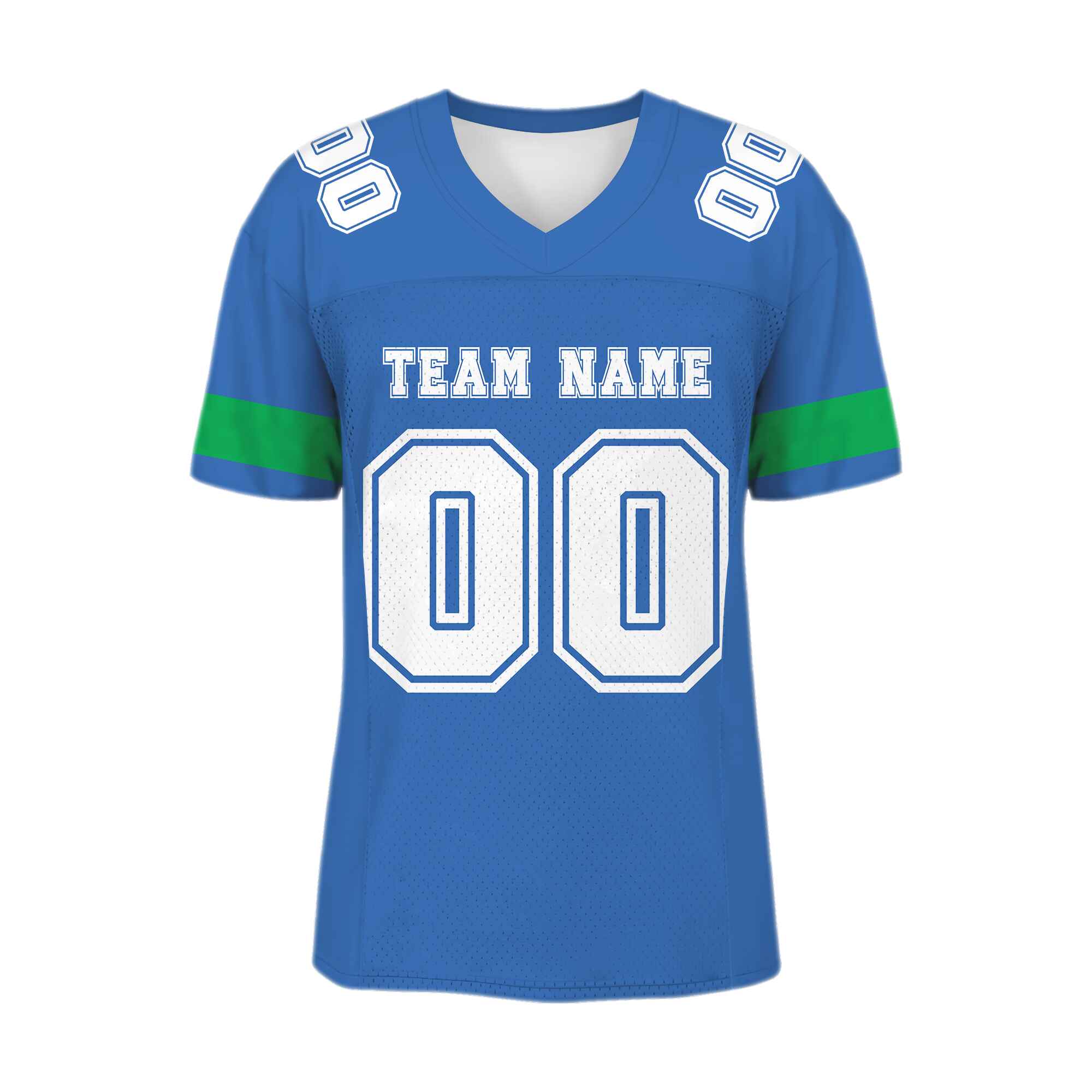 Custom Blue White-Green Mesh Authentic Football Jersey