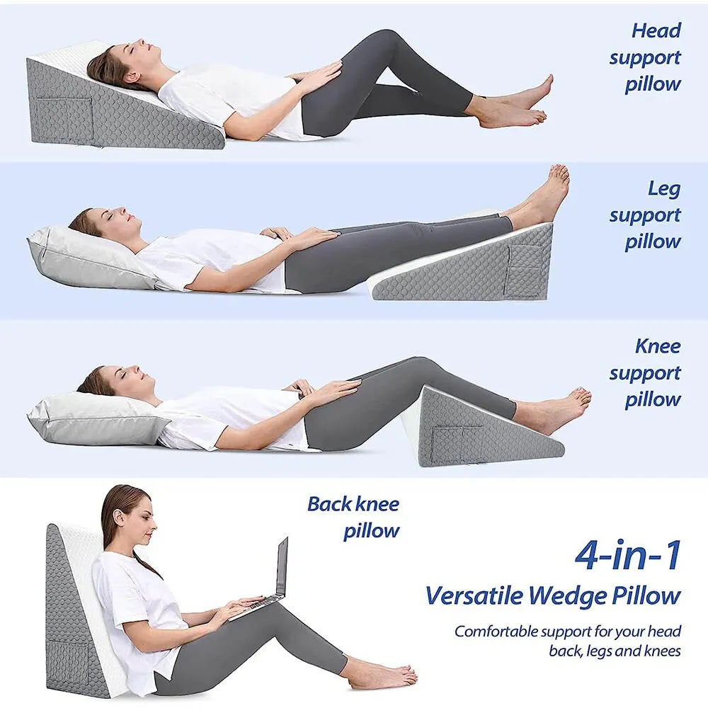 Wedge Pillow for Sleeping – Triangle Elevated Support Pillow with Air Layer Foam for Bed, Dorm, or Office