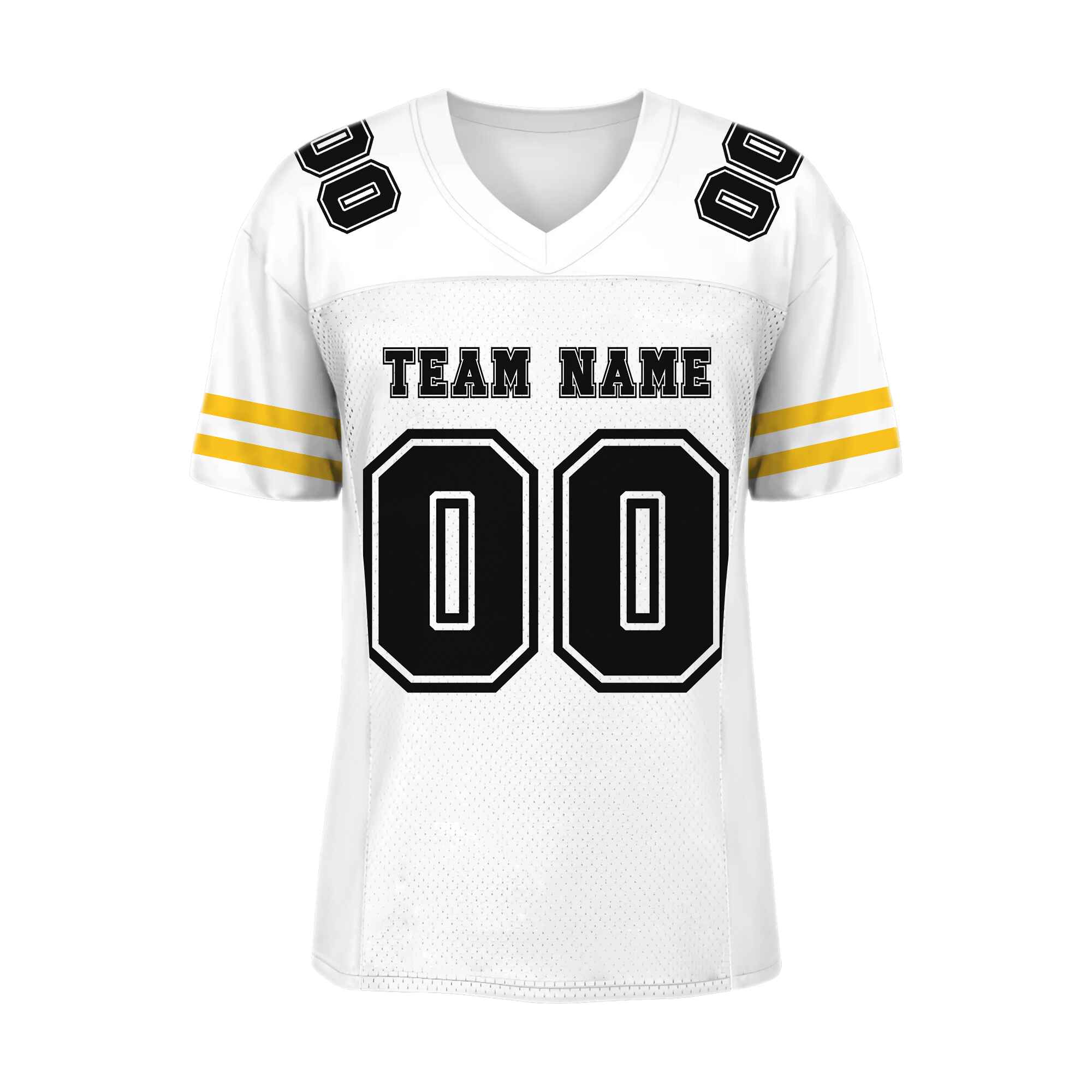 Custom White Black-Gold Mesh Authentic Football Jersey