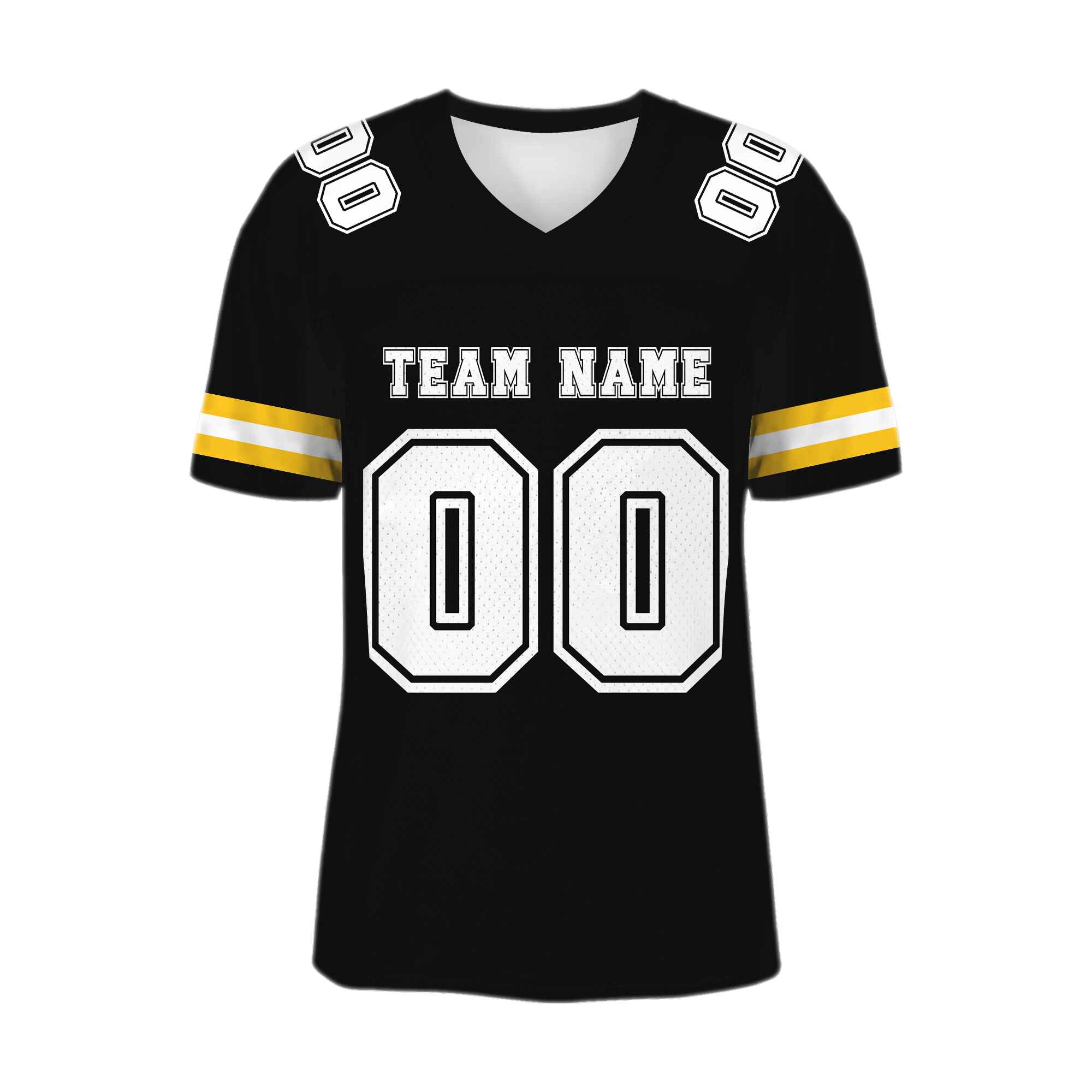 Custom Black White-Gold Mesh Authentic Football Jersey