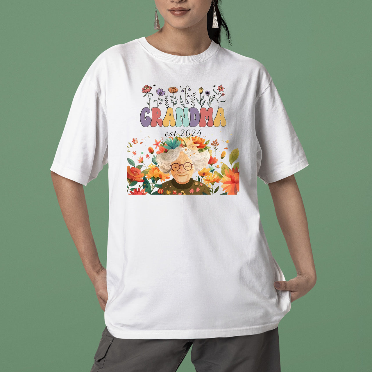 Personalized Grandma Floral Shirt, Personalized Grandma Wildflowers Sweatshirt, Grandma Est 2024, Pregnancy Announcement, Custom Nana Shirt, Grandma Gift, Mother's Day Gift