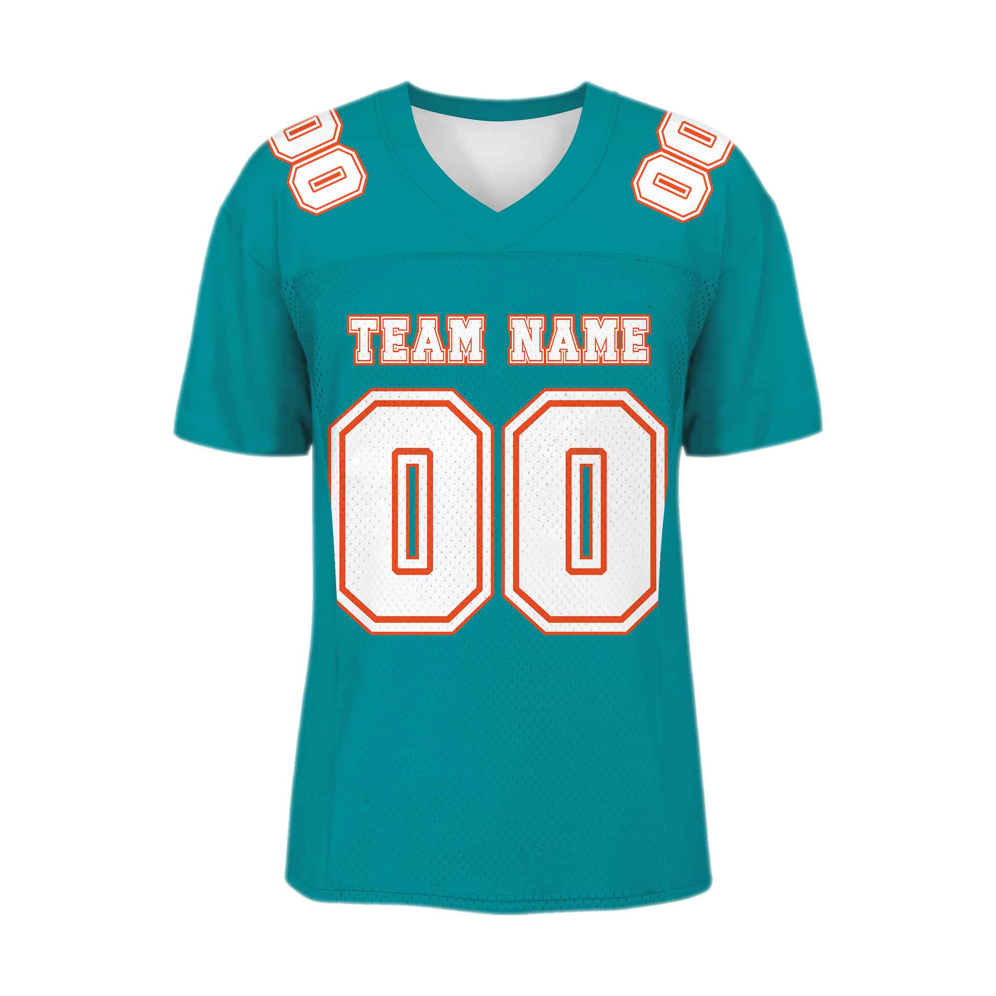 Custom Aqua White-Orange Mesh Authentic Football Jersey