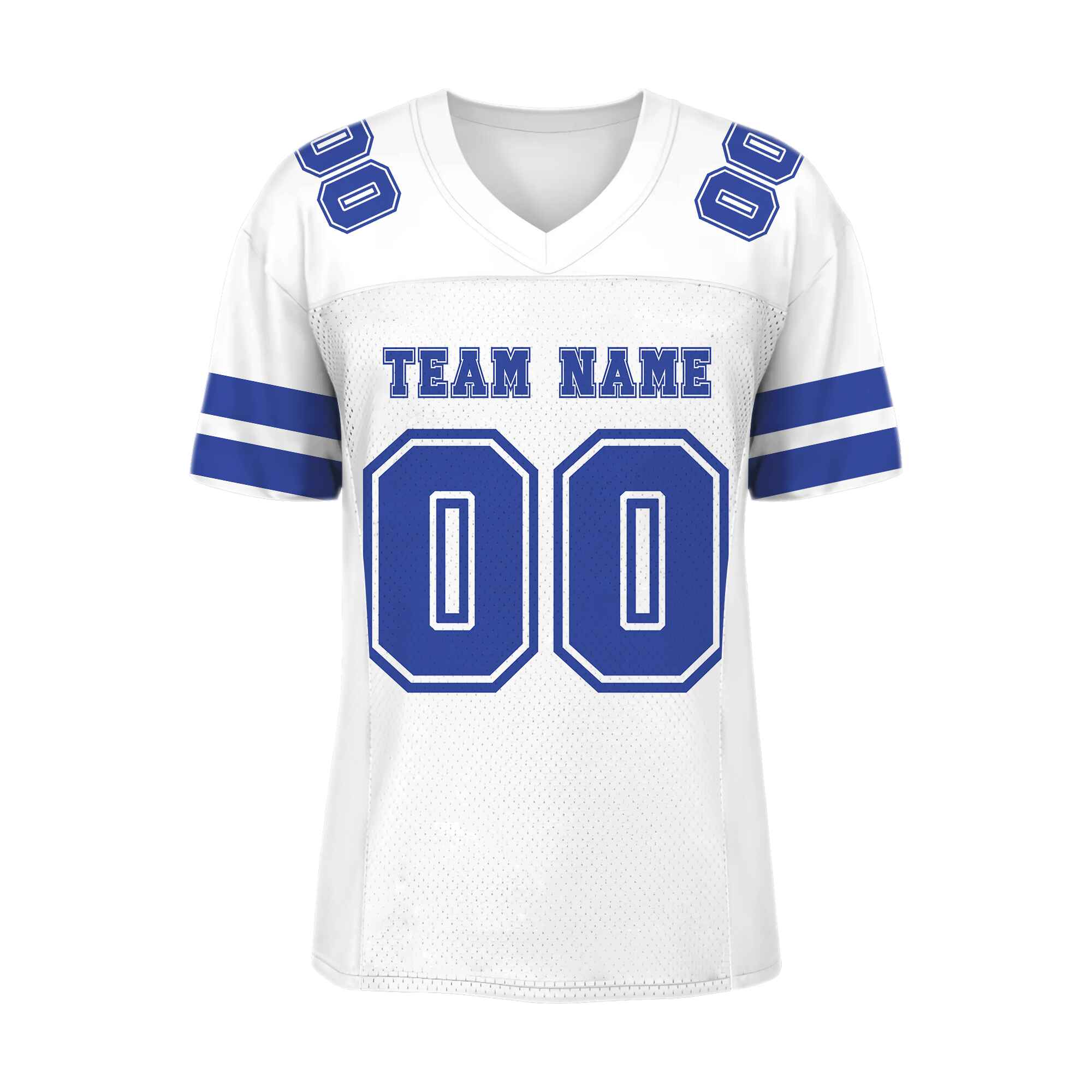Custom White Blue-White Mesh Authentic Football Jersey