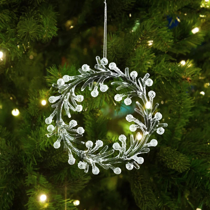 Xmas Tree Transparent Snowflake Hanging Ornaments – Acrylic Pendant Christmas Decoration for Home 2025 Navidad Gifts New Year 2026