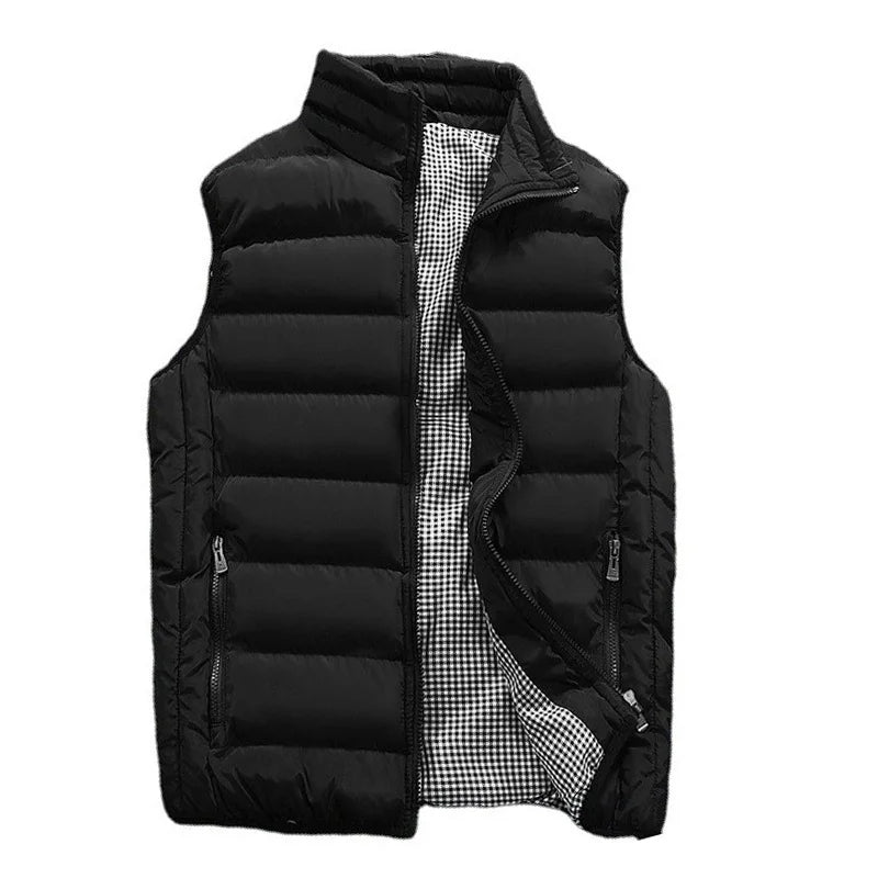 Men's Puffer Vest Warm Sleeveless Winter Jackets Waterproof Zipper Coats With Stand-Up Collar Casual Lightweight Outerwear For Cold Weather C29
