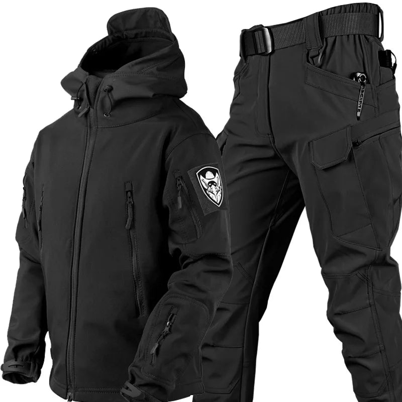 Men’s Soft Shell Tactical Set – Waterproof Fleece Lined Multi-Pocket Outdoor Wear