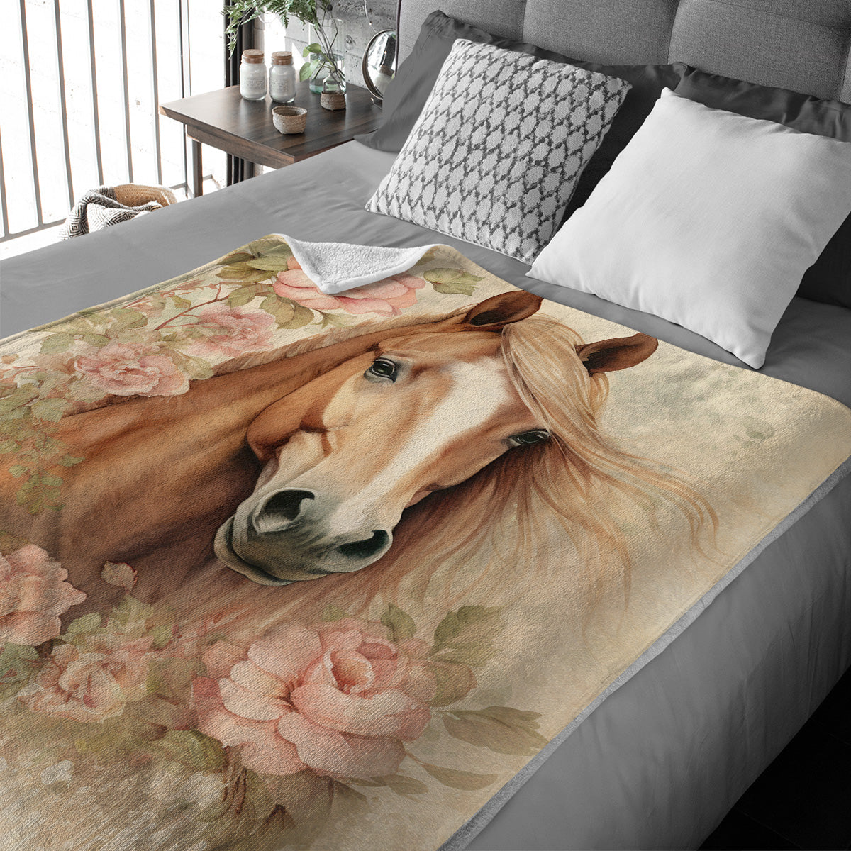 Vintage Horse Equestrian Ephemera Velveteen Plush Blanket Gift for Horse lover, Farm House Decor, Equine Art, Antique Horse Decor, Equestrian Gifts 09