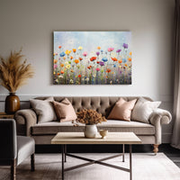 Thumbnail for Wildflowers on Canvas, Flowers in Rain 01, Minimalist Flower Wall Art, Abstract Wall Art, Watercolor flowers, Floral Print, Classic, Rustic Farmhouse, Wildflower Home Decor, Flower Painting Canvas, Floral Wall Art