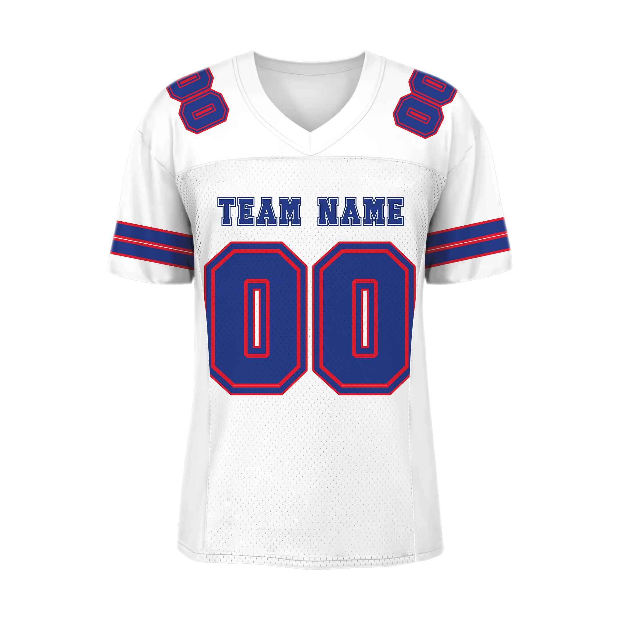 Custom White Royal-Red Mesh Authentic Football Jersey