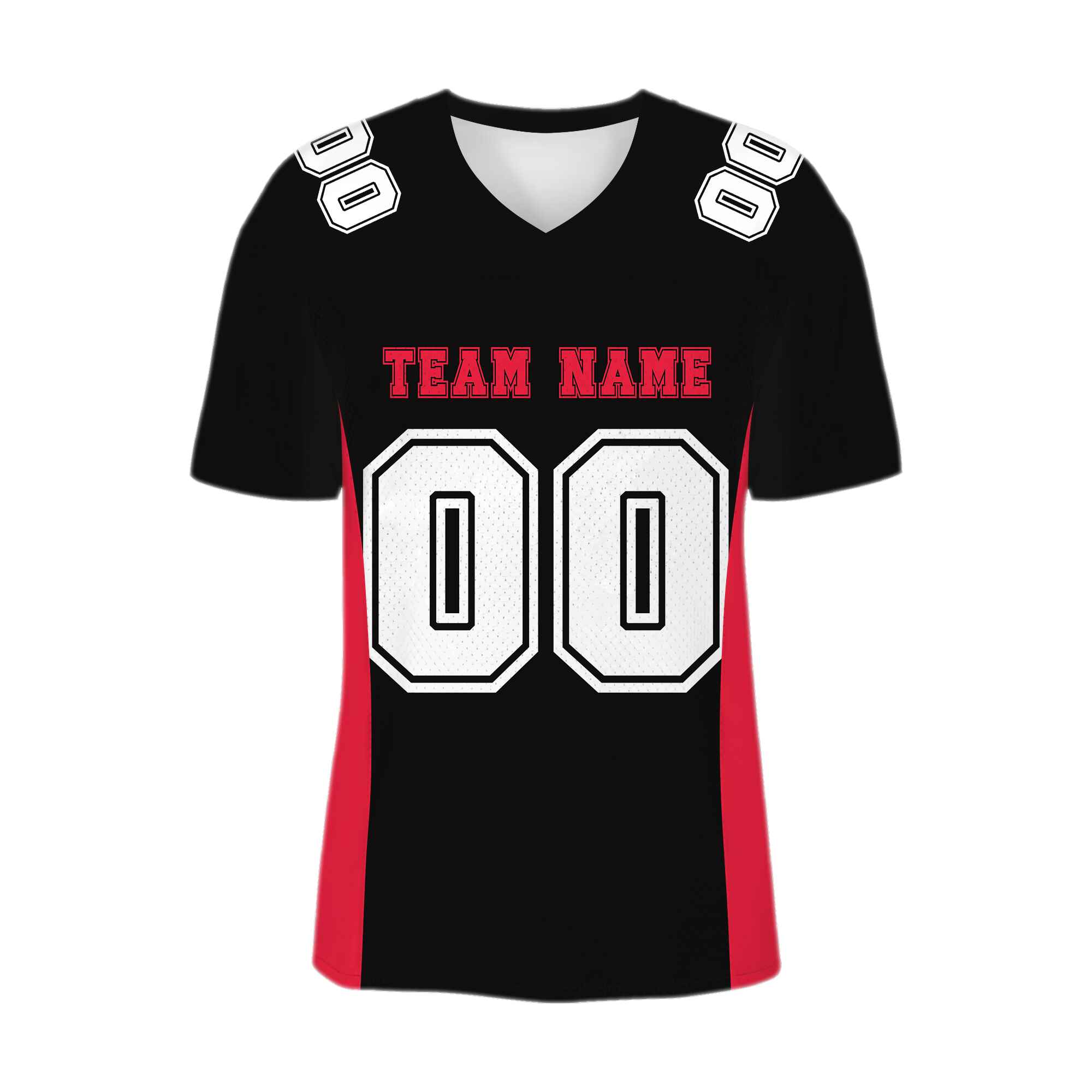 Custom Black White-Red Mesh Authentic Football Jersey