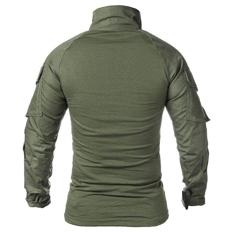 Men’s 1/4 Zip Tactical Shirt – Breathable Long Sleeve Ripstop Outdoor Combat Style Top
