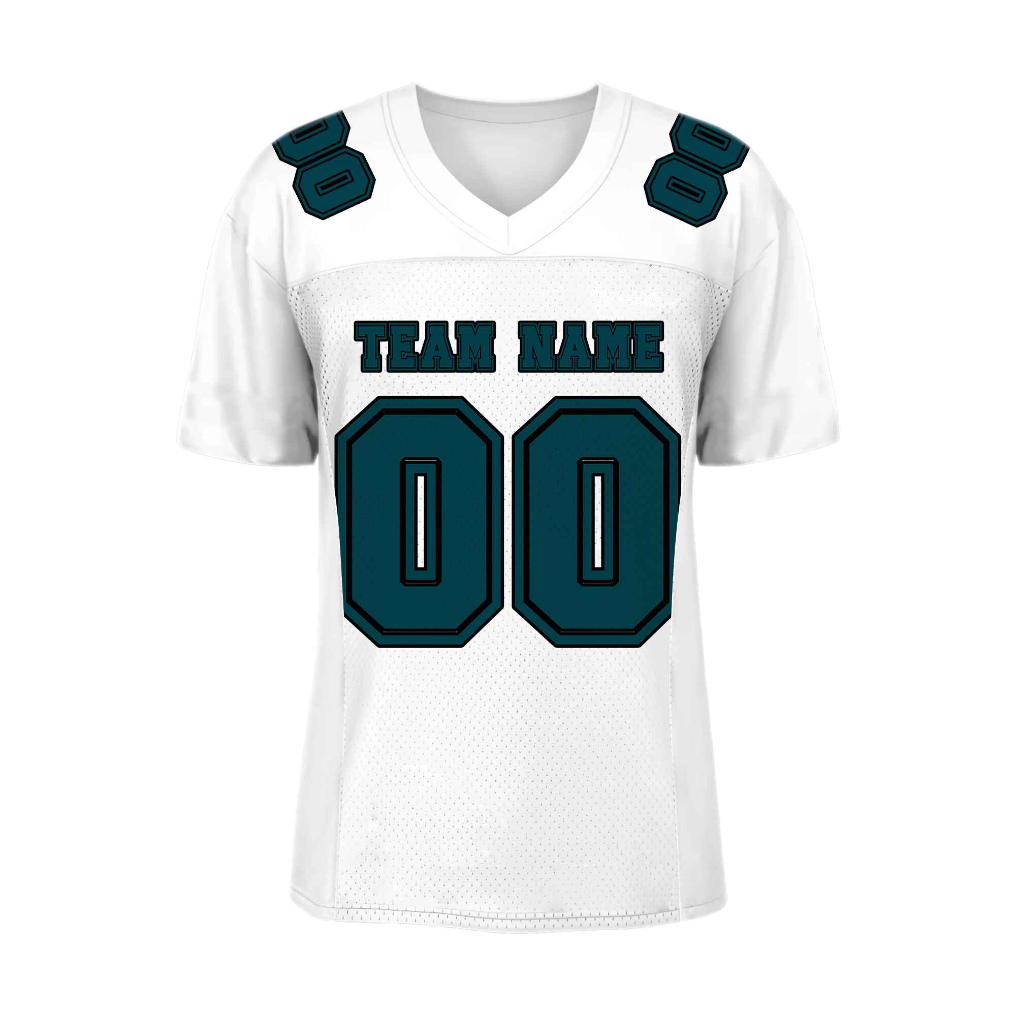 Custom White Green-Black Mesh Authentic Football Jersey