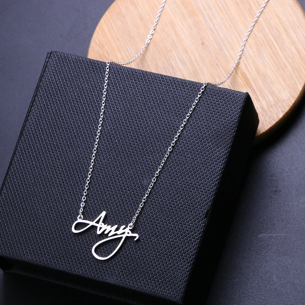 Personalized Stainless Steel Name Necklace - Rose Gold, Gold & Silver Pendant Jewelry, Custom Christmas Gift for Women