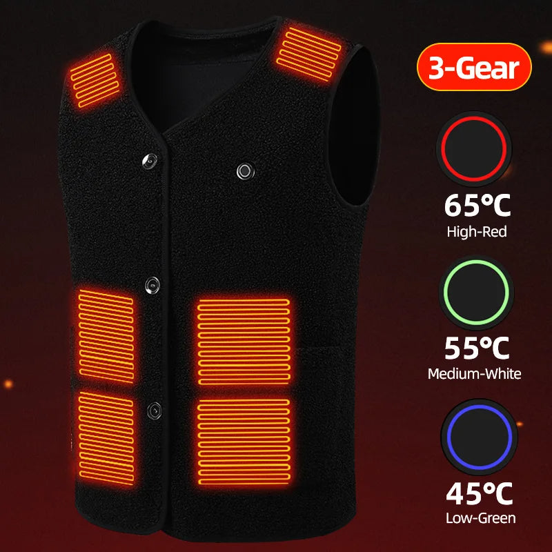 16 Spots Heated Vest USB Jacket Heated Winter Electric Heater Jacket Thermal Vest Body Warmer Coat C3