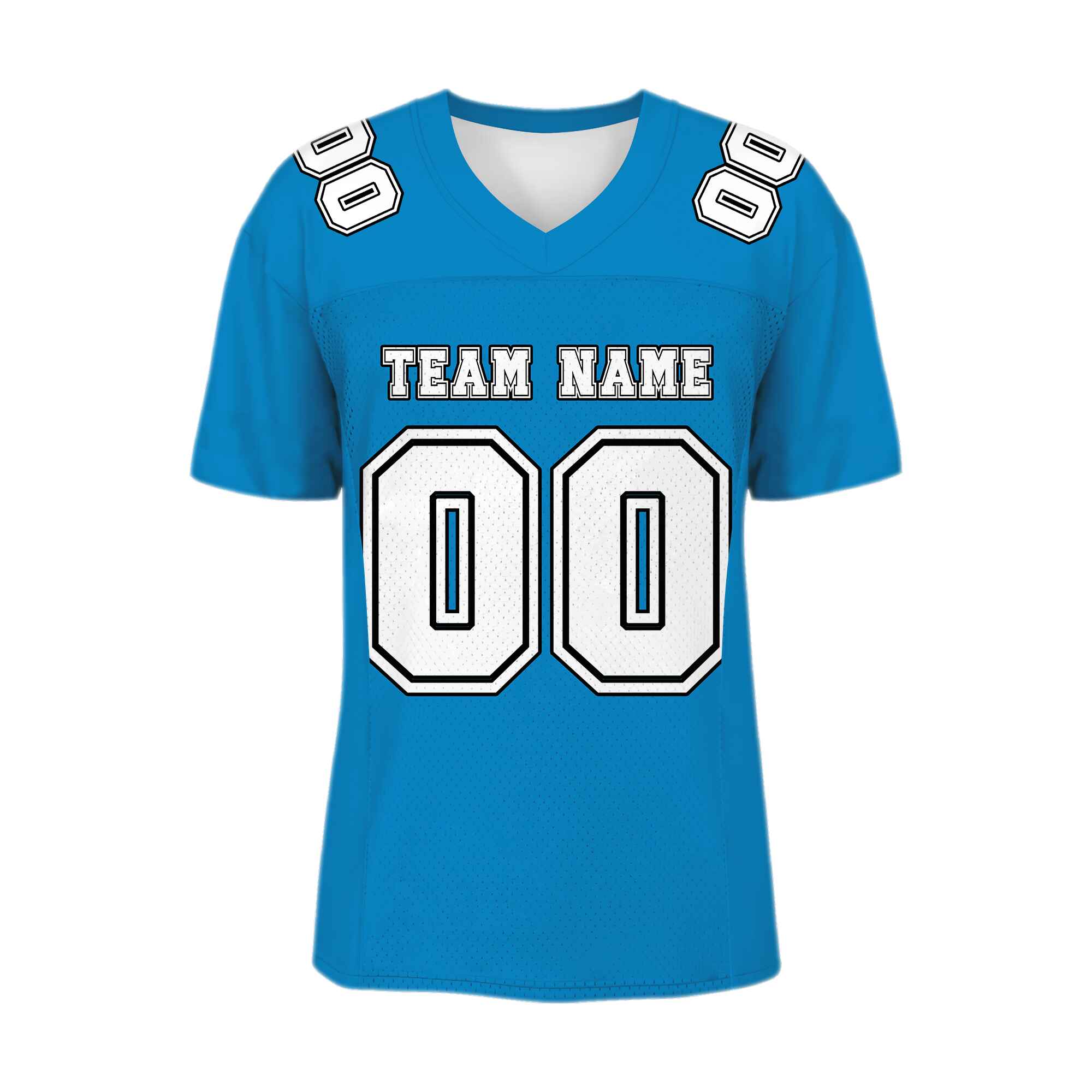 Custom Powder Blue White-Black Mesh Authentic Football Jersey