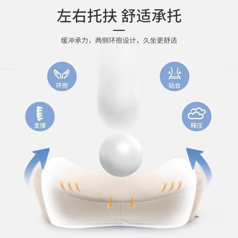 Memory Foam Lumbar Support Cushion – Ergonomic Back Pillow for Chair, Car & Sofa