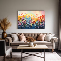 Thumbnail for Wildflowers on Canvas, Colorful Wildflower Field Art Print 02, Minimalist Flower Wall Art, Abstract Wall Art, Watercolor flowers, Floral Print, Classic, Rustic Farmhouse, Wildflower Home Decor, Flower Painting Canvas, Floral Wall Art