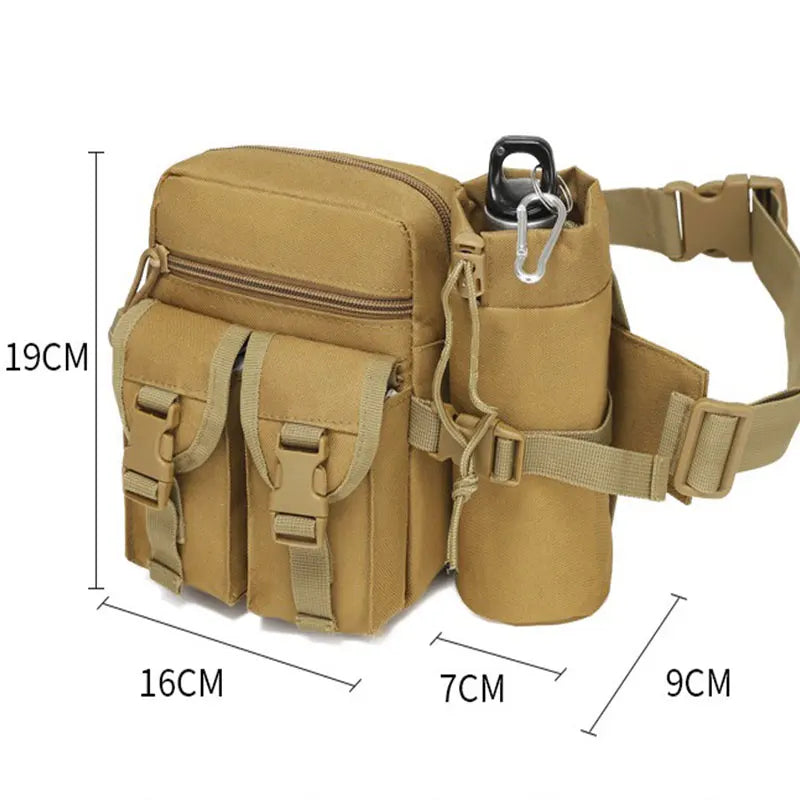 Tactical Men Waist Pack Nylon Hiking Water Bottle Phone Pouch Outdoor Sports Hunting Climbing Camping Belt Bag