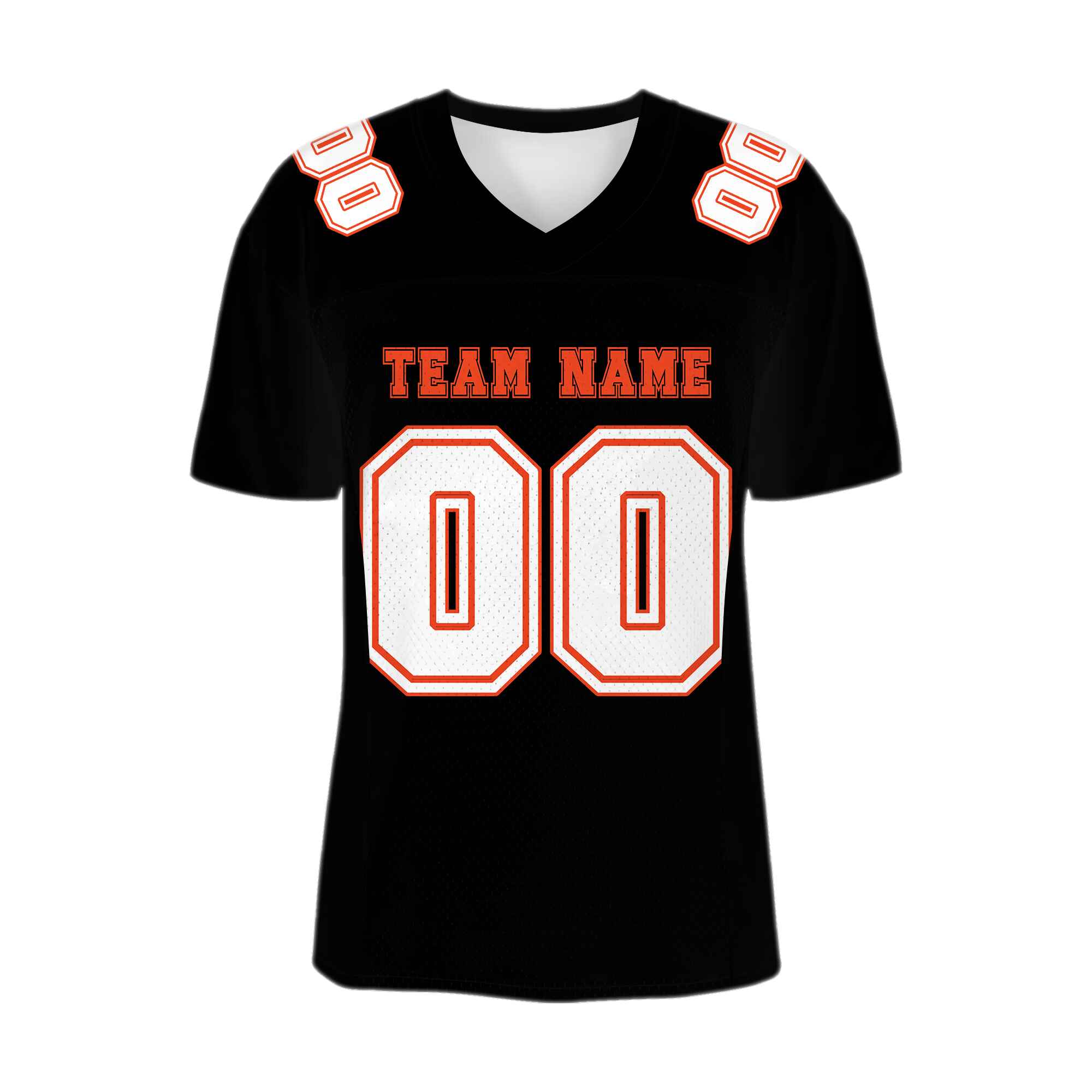Custom Black White-Orange Mesh Authentic Football Jersey