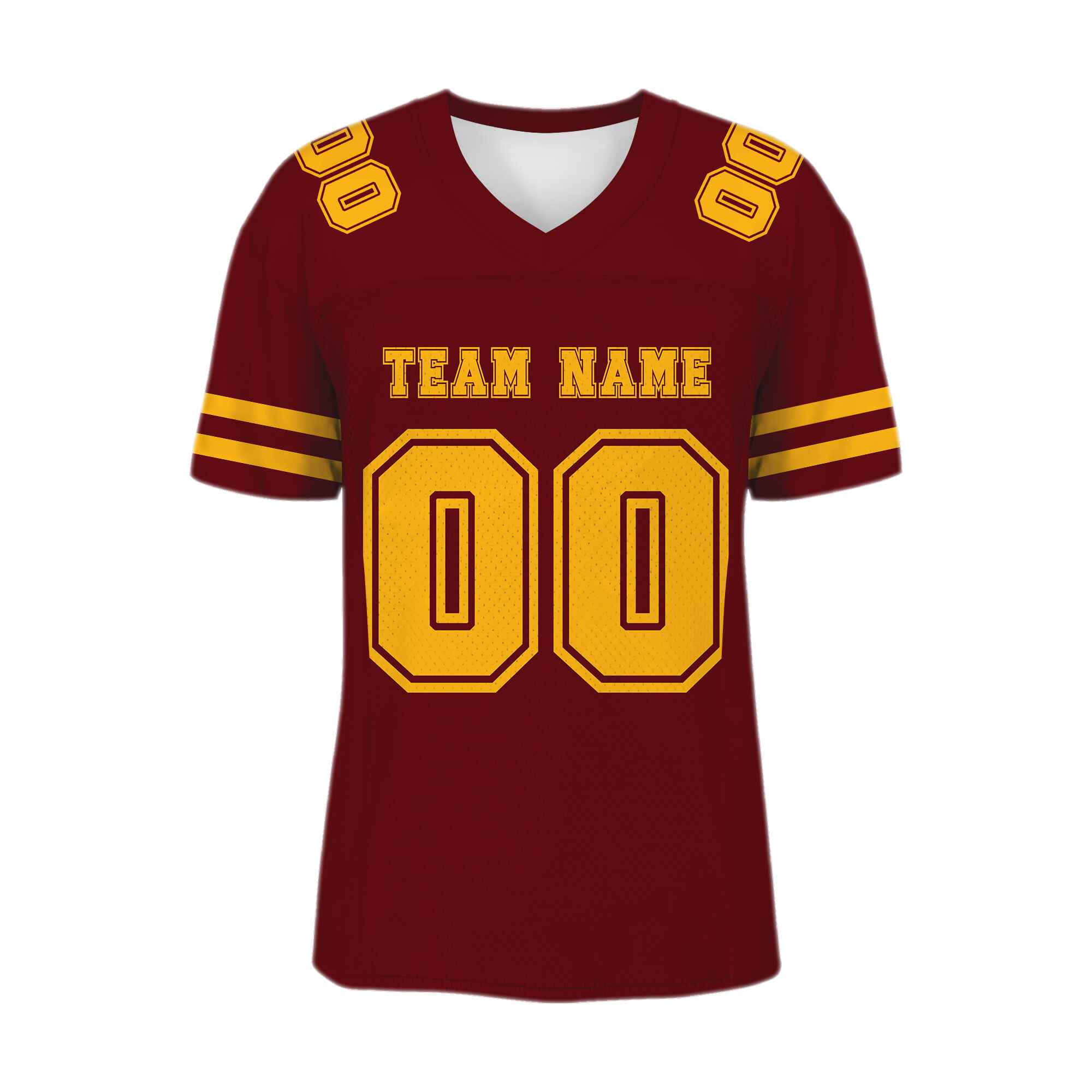 Custom Burgundy -Gold Mesh Authentic Football Jersey