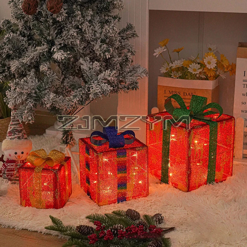Christmas Glowing Gift Box – LED Ornament Lights for Outdoor & Indoor Holiday Decor