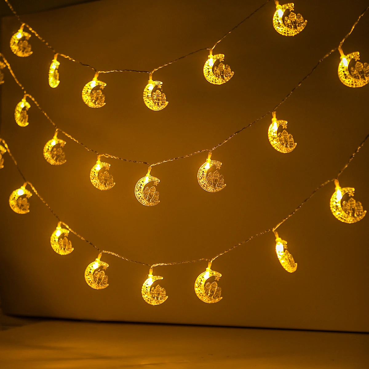 Moon Star Eid Mubarak String Light 2025 – Ramadan & Eid Home Decoration, Muslim Party Lights