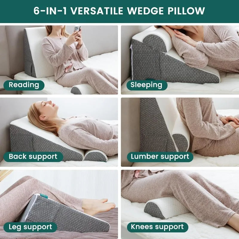 Thickened Wedge Pillow for Sleeping – 30° Triangle Elevated Support Pillow with Air Layer Foam