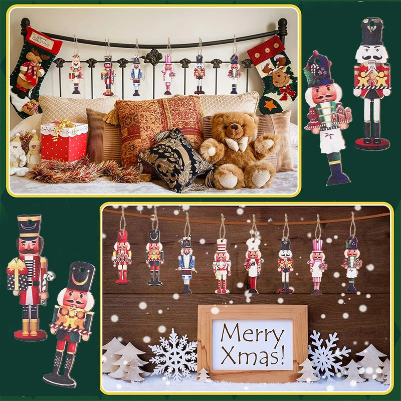 20Pcs Christmas Wooden Nutcracker Soldier Ornaments – Xmas Tree Hanging Decoration 2025 Holiday Home Decor