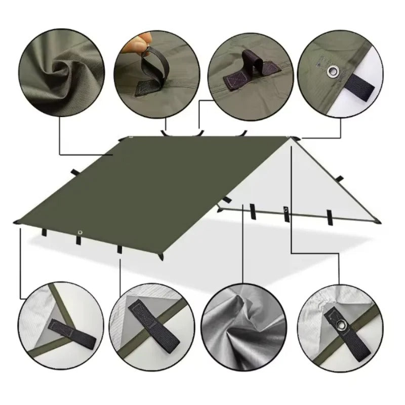 Waterproof Camping Tarp – Ultralight Sun Shelter & Rain Fly for Camping, Beach & Outdoor Adventures