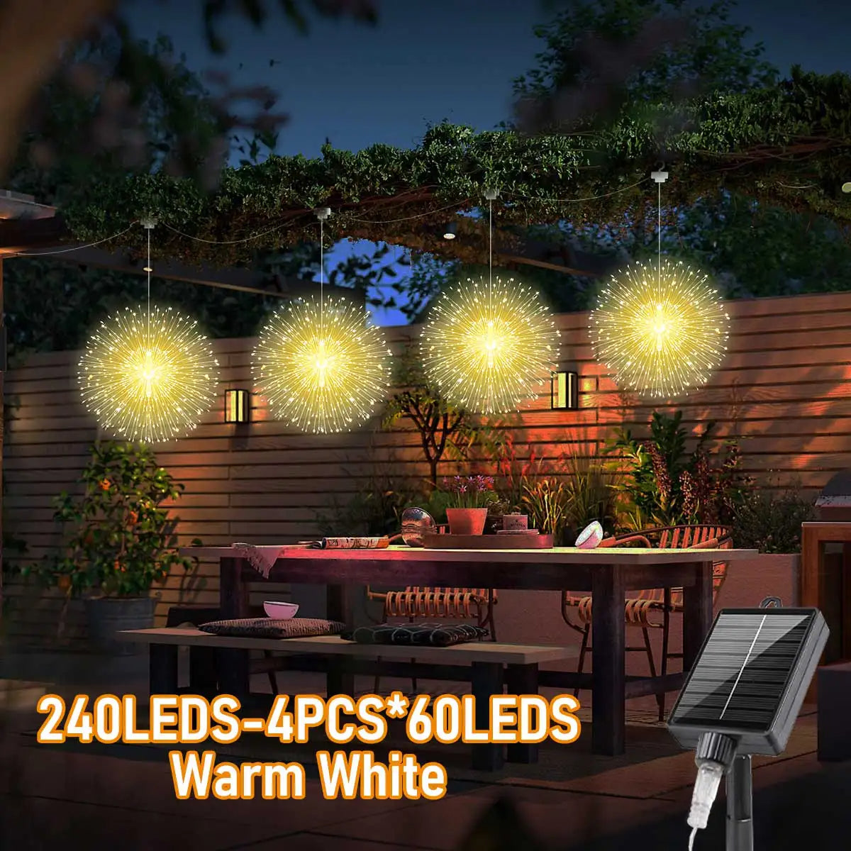 4/5PCS Solar Hanging Firework Lights | Outdoor Waterproof Fairy Lights with 8 Modes for Garden, Patio, Wedding, Party, Christmas Decoration