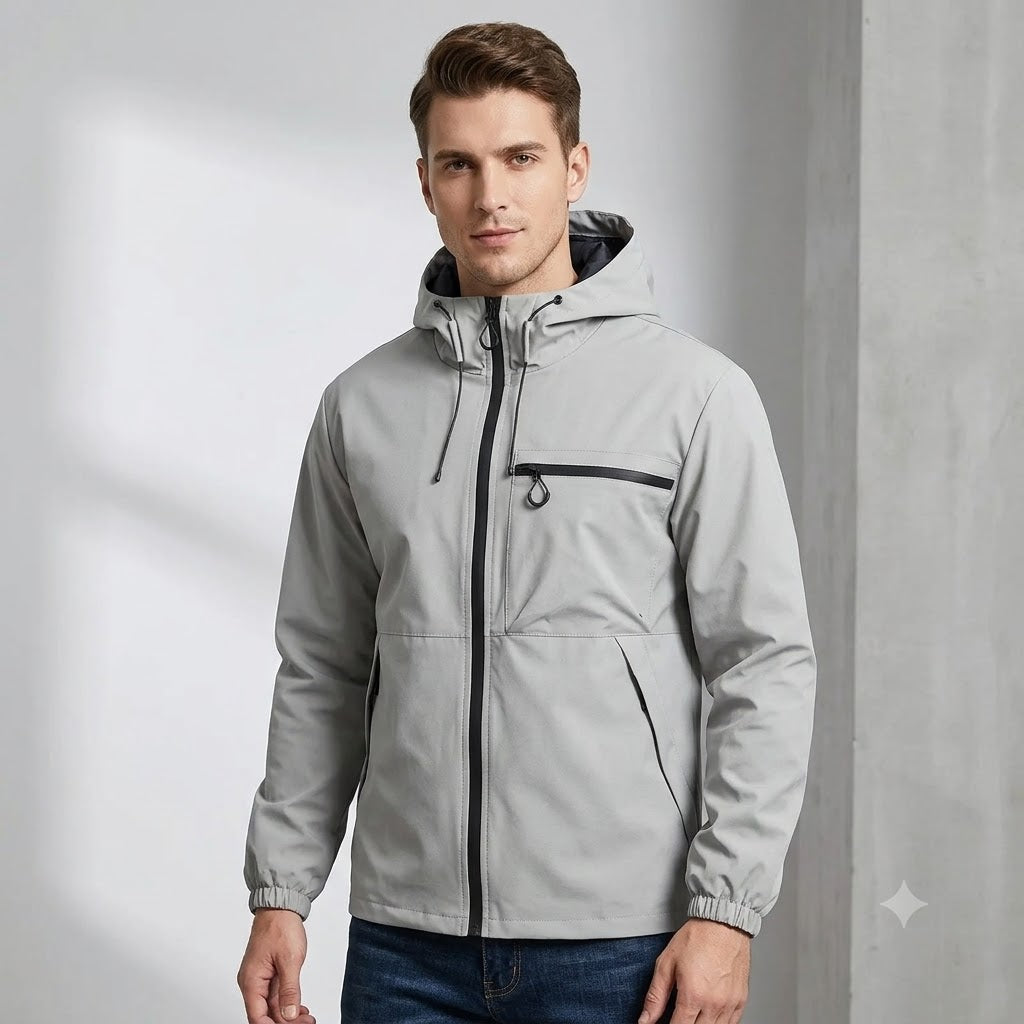 Men's Waterproof Hooded Rain Jacket – Lightweight Windproof Outdoor Hiking Windbreaker
