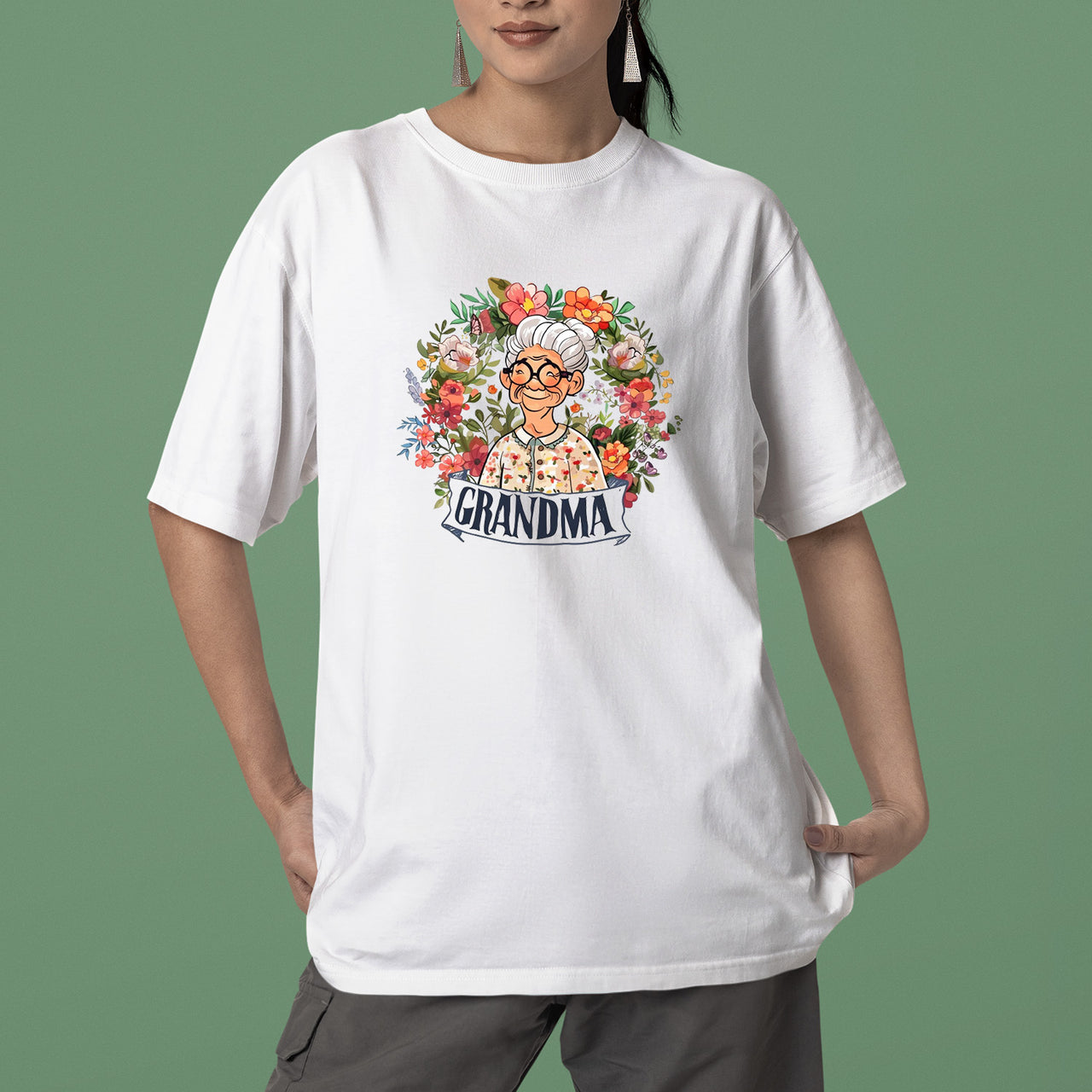 Cute Chibi Grandma T-Shirt, Floral Nana Shirt, Celebrate Mom, Nana Shirt, Grandma Hoodie, Grandma Shirt, Mother's Day Gift For Grandma, Happy Mother's Day 01