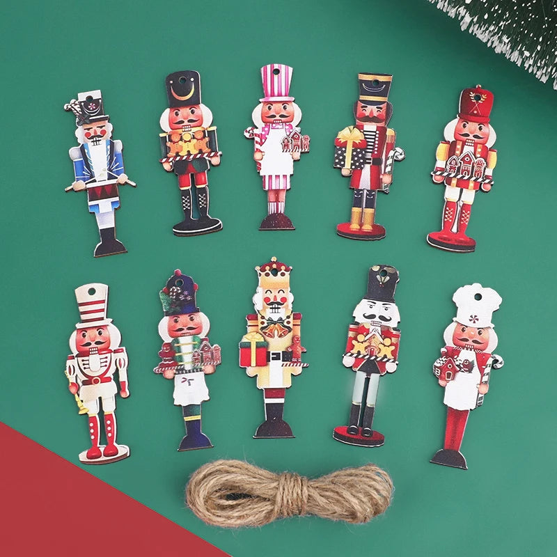 20Pcs Christmas Wooden Nutcracker Soldier Ornaments – Xmas Tree Hanging Decoration 2025 Holiday Home Decor