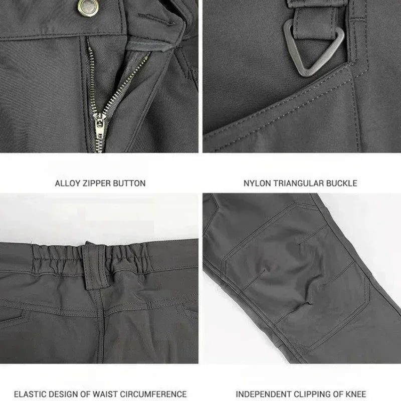 Men’s Soft Shell Outdoor Pants – Warm Multi-Pocket Wear-Resistant Winter Tactical Trousers