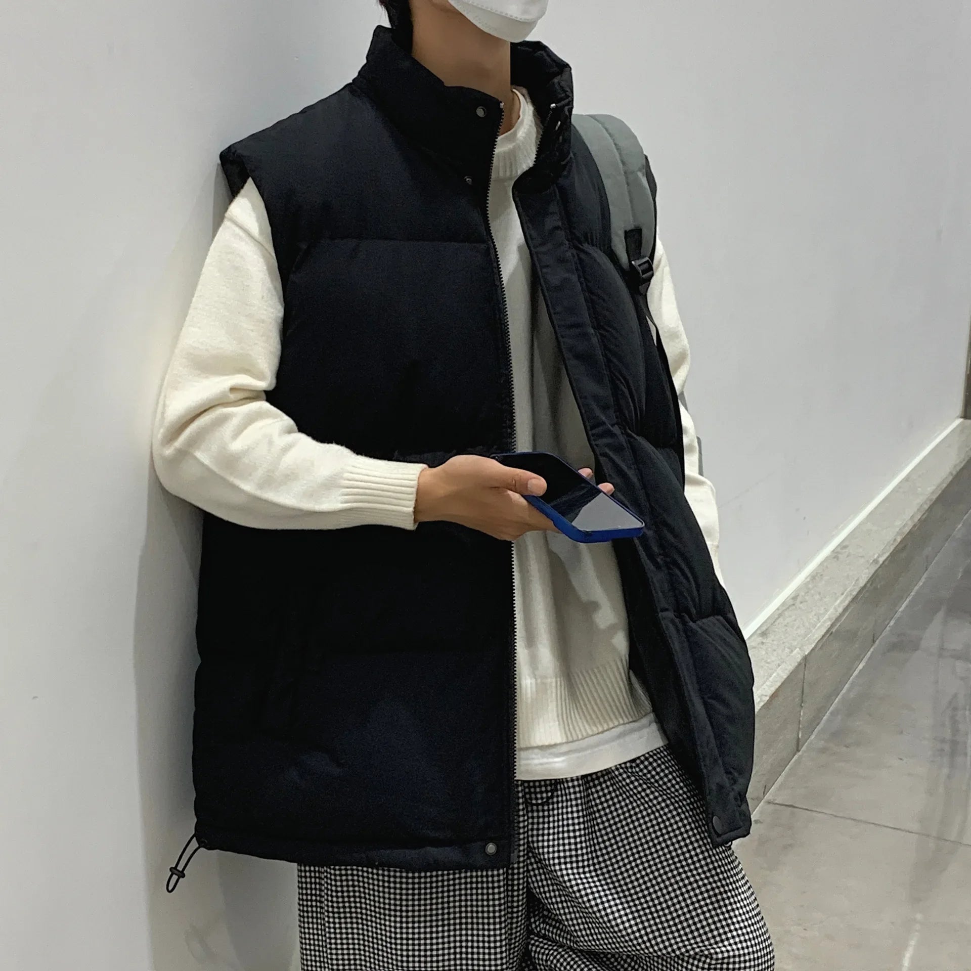 New Winter Men’s Vest – Down Cotton Undershirt with Stand-Up Collar and Horse Clip, Plus Size Available C32