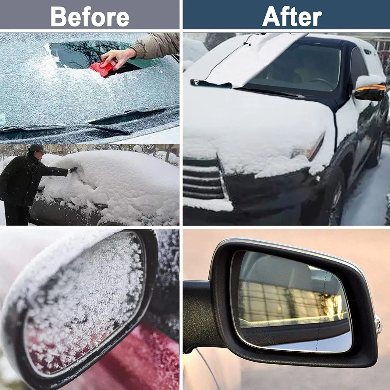 Car Windshield Snow Cover, Custom-Fit For Car, Large Windshield Cover for Ice and Snow Frost with Removable Mirror Cover Protector, Wiper Front Window Protects Windproof UV Sunshade Cover WAAR235