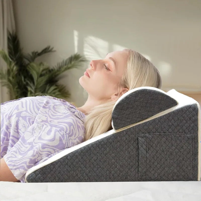 Thickened Wedge Pillow for Sleeping – 30° Triangle Elevated Support Pillow with Air Layer Foam