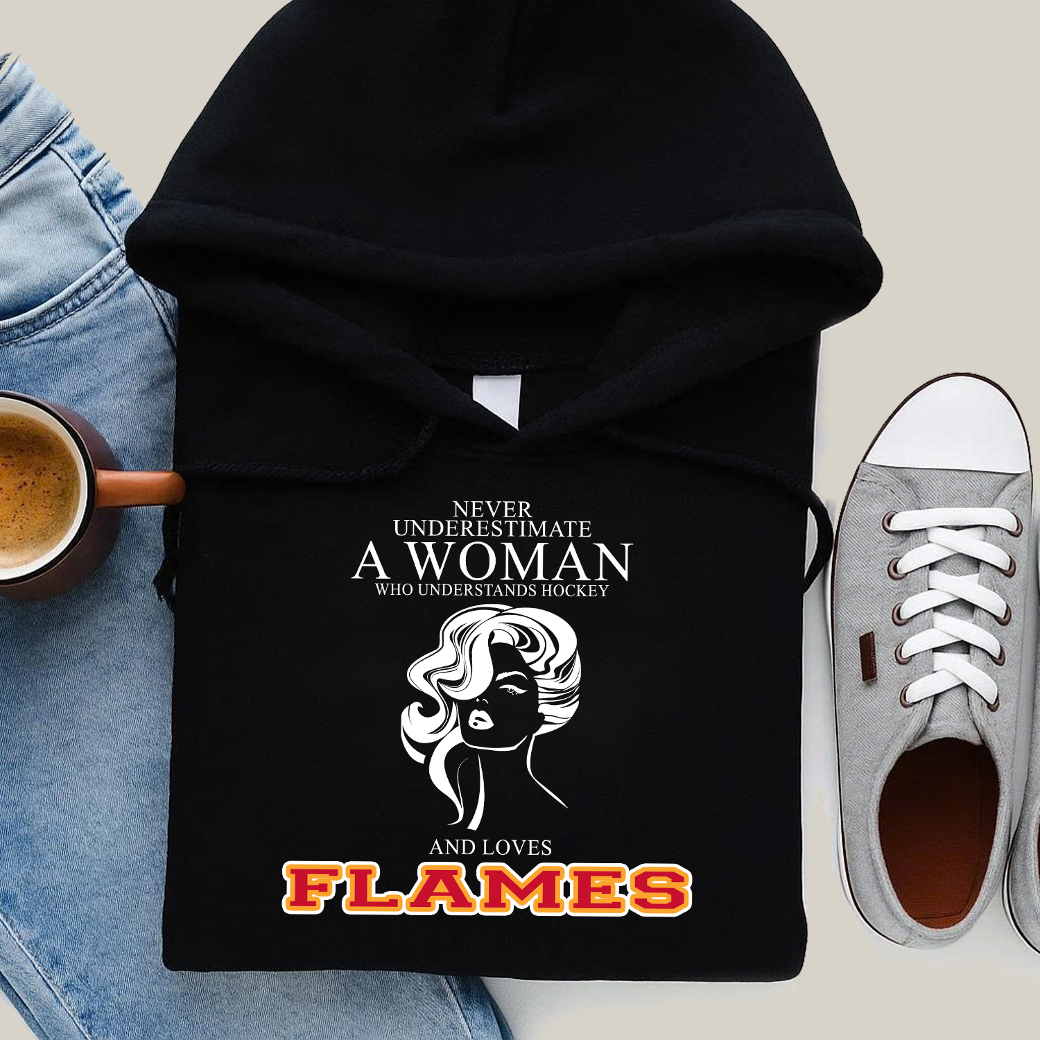 Never Underestimate A Woman Who Understand Hockey And Loves Flames Hoodie- Never Underestimate Sweatshirt- Custom Hoodies
