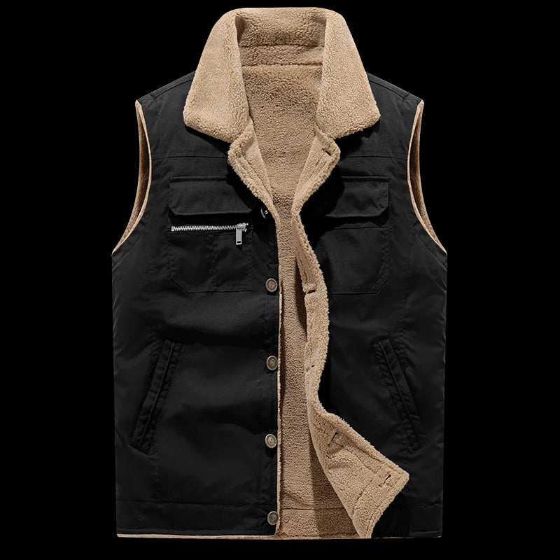 2024 Men’s Plus Size Fleece Vest – Warm Sleeveless Jackets, Autumn Winter Waist Coat up to 5XL C10