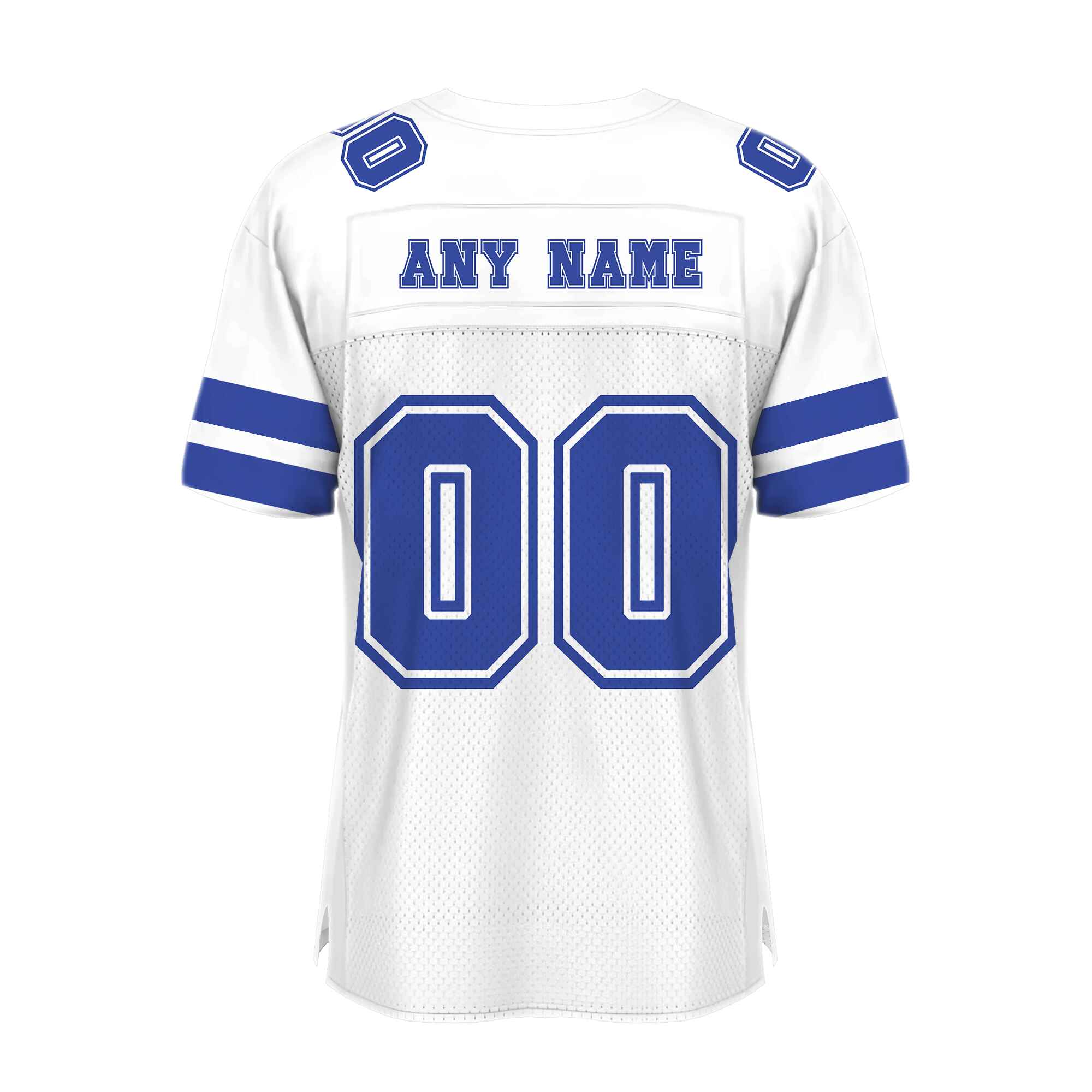 Custom White Blue-White Mesh Authentic Football Jersey