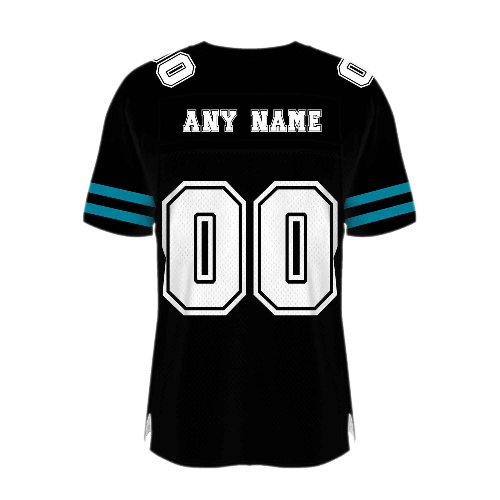 Custom Black White-Teal Mesh Authentic Football Jersey