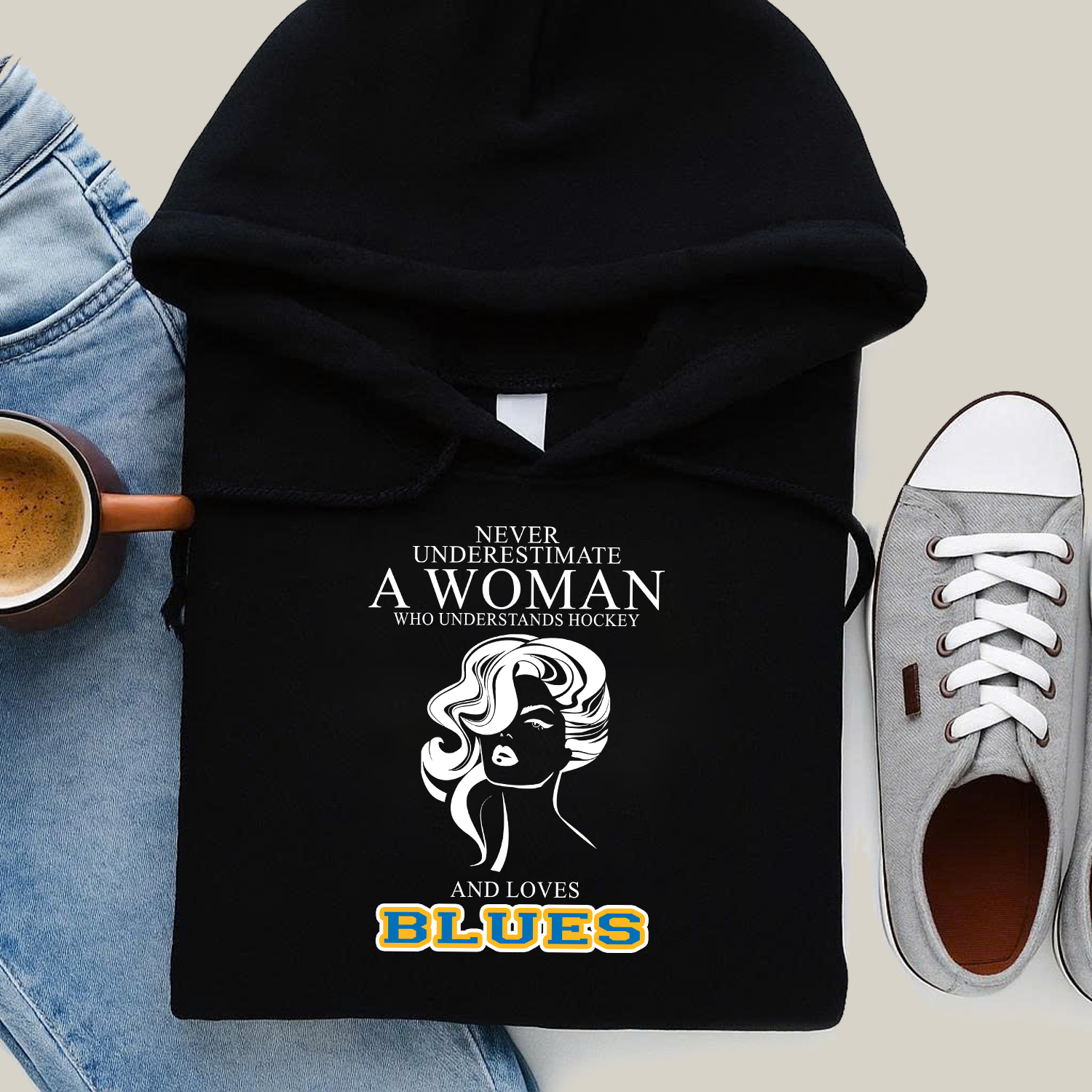 Never Underestimate A Woman Who Understand Hockey And Loves Blues Hoodie- Never Underestimate Sweatshirt- Custom Hoodies