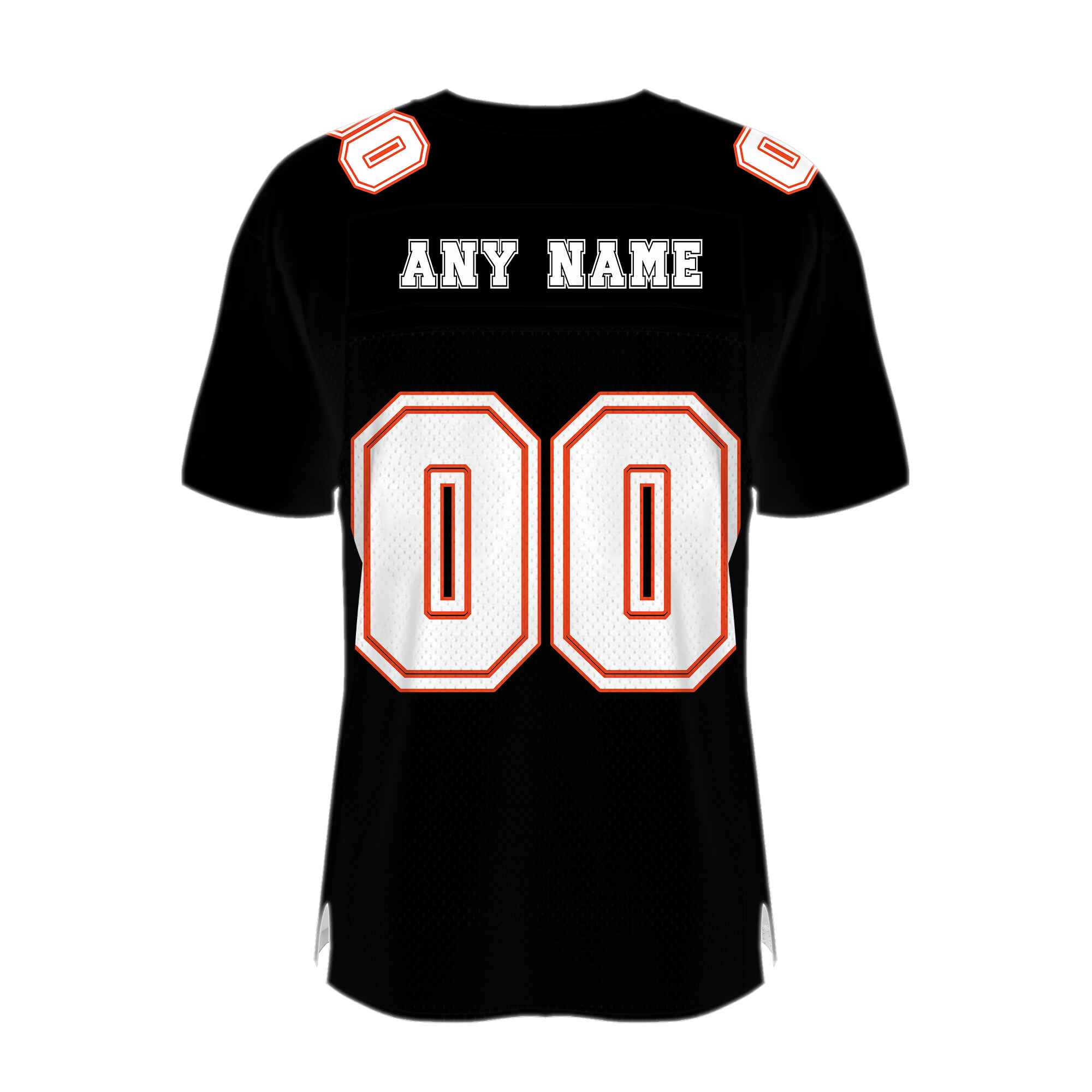 Custom Black White-Orange Mesh Authentic Football Jersey